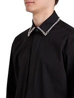 Bead-Embellished Button-Front Shirt