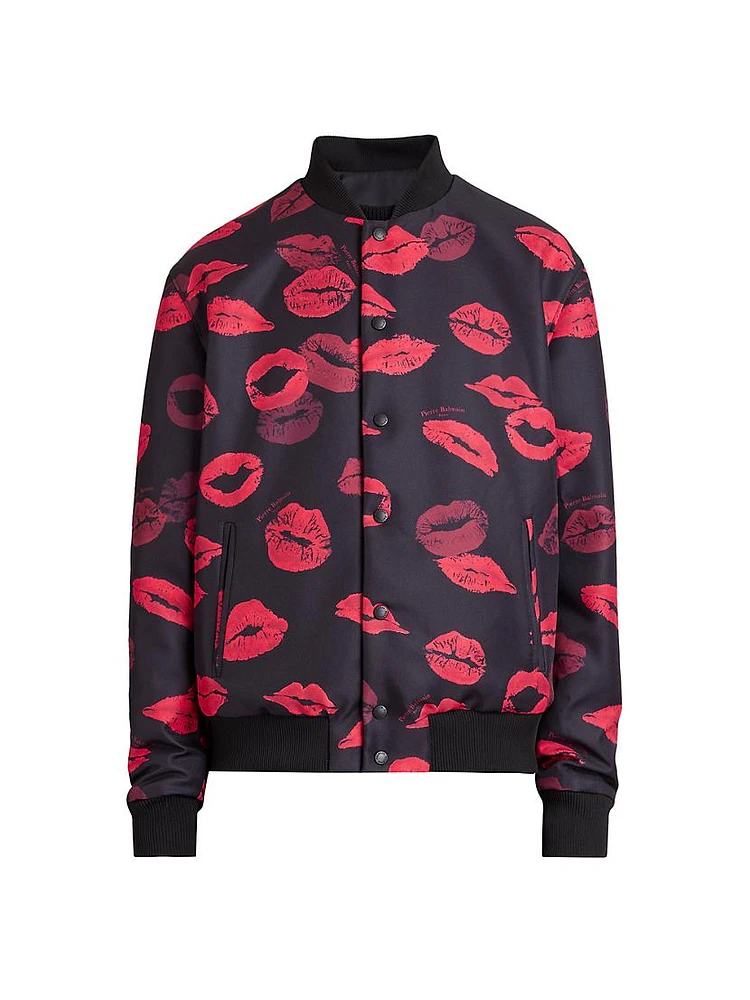 Reversible Kiss-Print & Logo Bomber Jacket