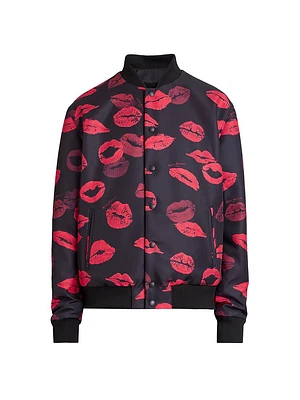 Reversible Kiss-Print & Logo Bomber Jacket