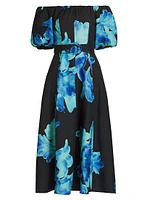 Santha Floral Off-the-Shoulder Midi-Dress