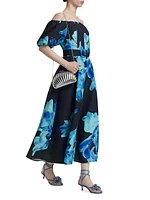 Santha Floral Off-the-Shoulder Midi-Dress