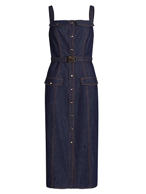 Shea Denim Button-Front Midi-Dress