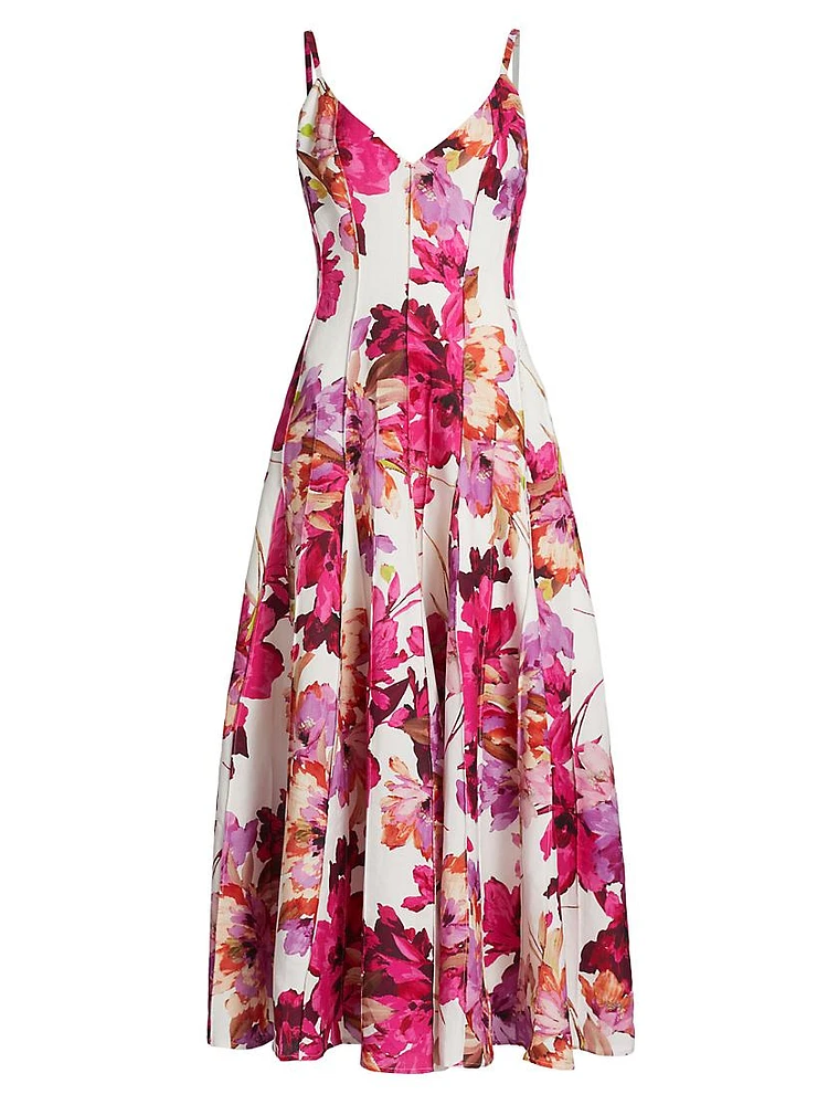 Michah Floral Panelled Midi-Dress