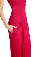 Strapless Plissé Jumpsuit