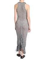 Striped Knit Fringe Maxi Dress