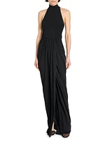 Jersey Draped Sleeveless Maxi Dress