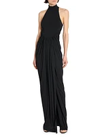 Jersey Draped Sleeveless Maxi Dress