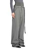 Belted Wide-Leg Cargo Pants