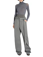 Belted Wide-Leg Cargo Pants