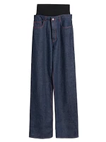 Banded Baggy Wide-Leg Jeans