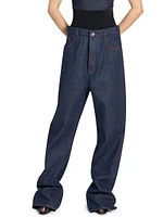 Banded Baggy Wide-Leg Jeans