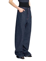 Banded Baggy Wide-Leg Jeans