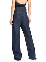 Banded Baggy Wide-Leg Jeans