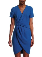 Portia Pebble Crepe Draped Minidress