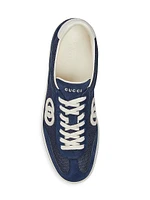 G74 Logo Suede Low-Top Sneakers