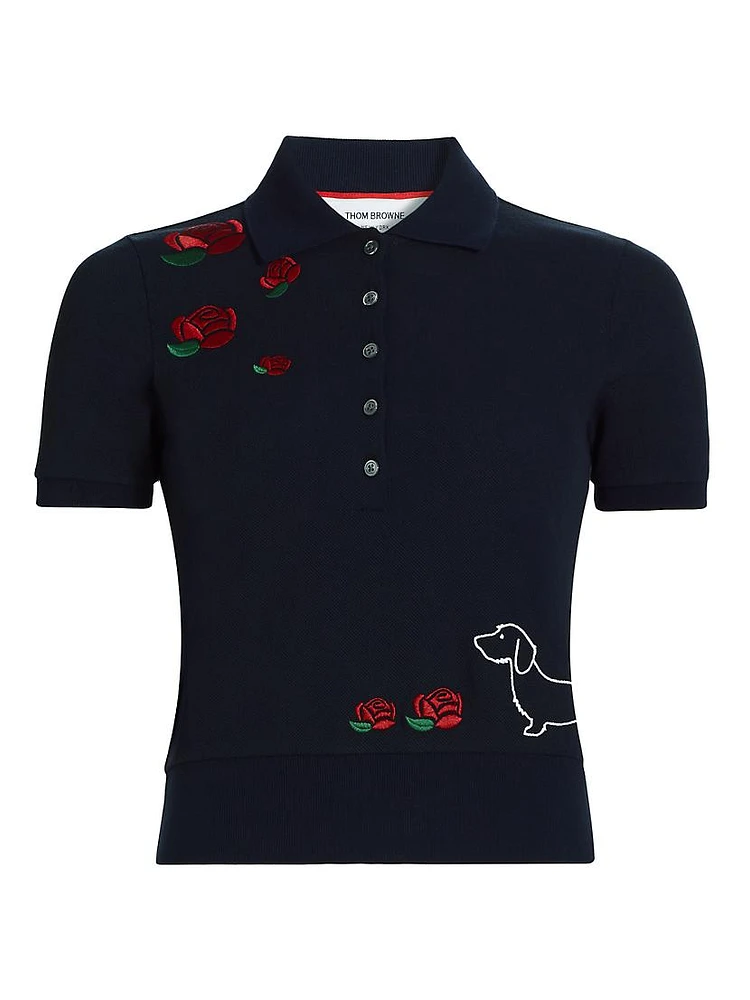 Embroidered Hector & Rose Polo Top