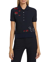 Embroidered Hector & Rose Polo Top