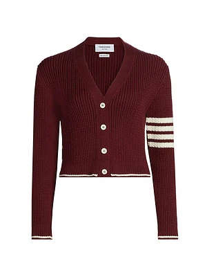 Baby Cable 4-Bar Striped Wool Crop Cardigan