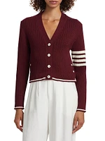 Baby Cable 4-Bar Striped Wool Crop Cardigan