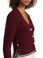 Baby Cable 4-Bar Striped Wool Crop Cardigan