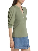 Coralee Cotton Puff-Sleeve Top