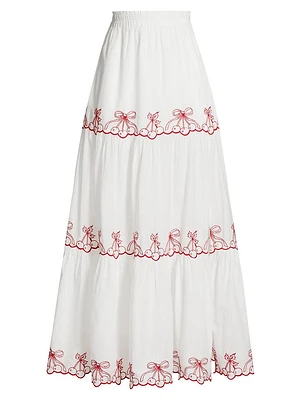 Jemila Cherry-Embroidered Maxi Skirt