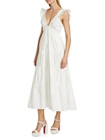 Poplin Smocking Arnene Cotton Tiered Maxi Dress