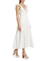 Poplin Smocking Arnene Cotton Tiered Maxi Dress