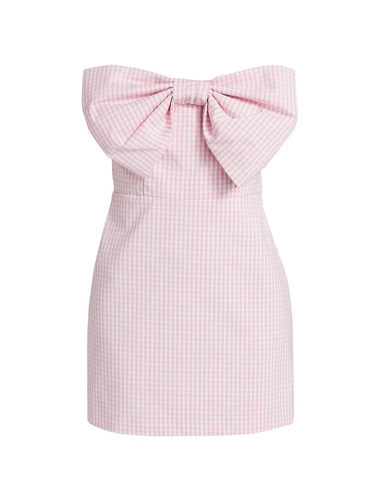 Bellica Gingham Cotton Poplin Bow Minidress