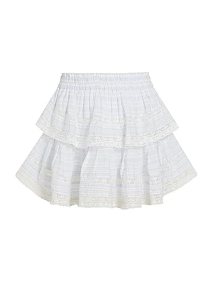 Striped Lace Ruffled Miniskirt