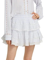 Striped Lace Ruffled Miniskirt