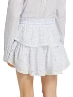 Striped Lace Ruffled Miniskirt