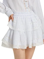 Striped Lace Ruffled Miniskirt