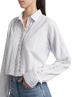 Rosaway Striped Lace Crop Shirt