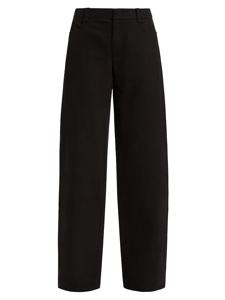 Washed Twill Wide-Leg Pants