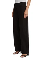 Washed Twill Wide-Leg Pants