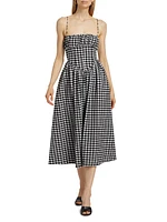 Barrett Seamed Gingham Midi-Dress