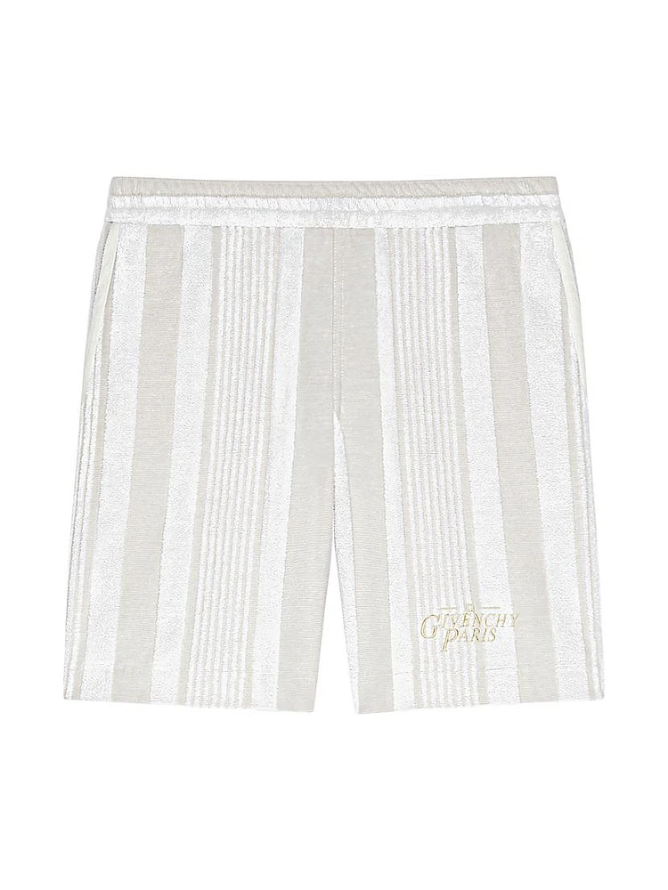 Plage Bermuda Shorts Cotton Towelling with Stripes