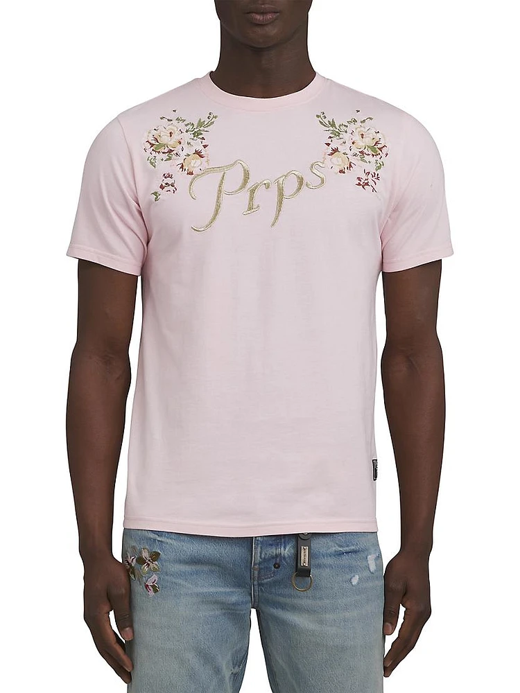 Gardenia Floral Logo Cotton T-Shirt