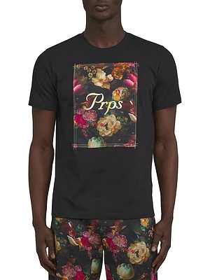 Gold Finch Floral Logo Cotton T-Shirt