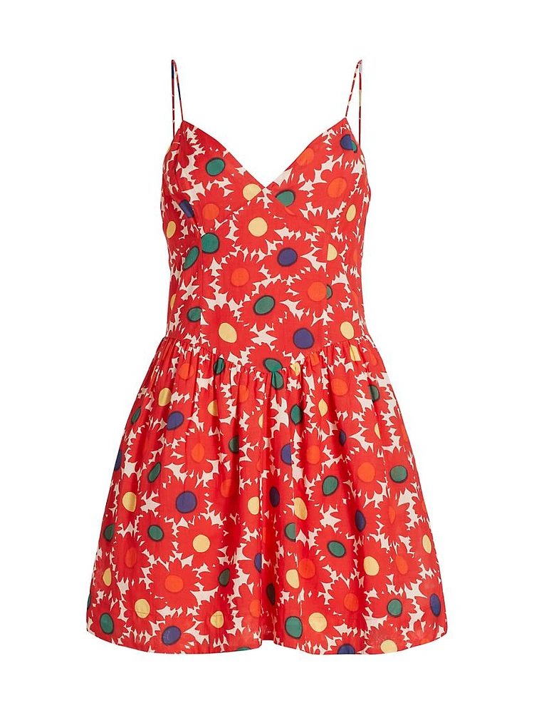 Rhonda Floral Basque-Waist Minidress