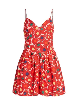 Rhonda Floral Basque-Waist Minidress