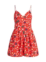 Rhonda Floral Basque-Waist Minidress