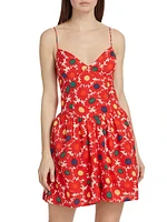 Rhonda Floral Basque-Waist Minidress