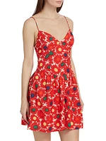 Rhonda Floral Basque-Waist Minidress