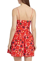 Rhonda Floral Basque-Waist Minidress