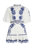 Richelieu Embroidered Linen Minidress