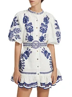 Richelieu Embroidered Linen Minidress