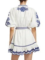 Richelieu Embroidered Linen Minidress