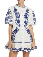 Richelieu Embroidered Linen Minidress